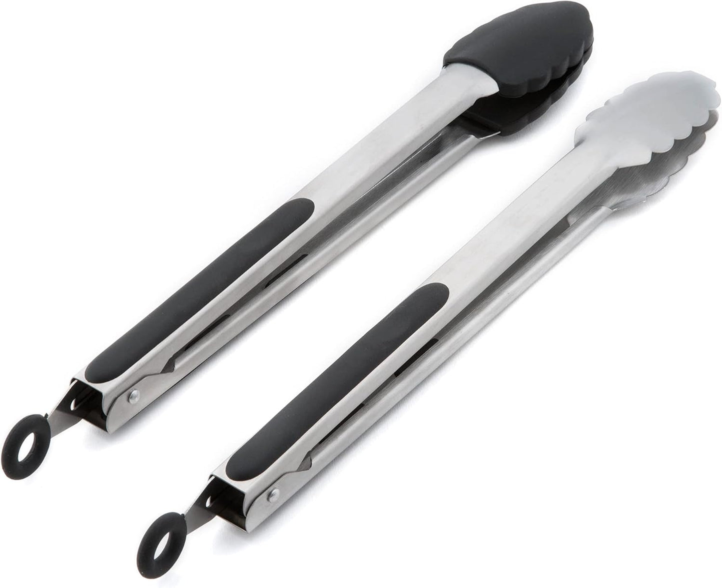 Spring Chef Kitchen Tongs with with Stainless Steel and Silicone Tips 12", Set of 2