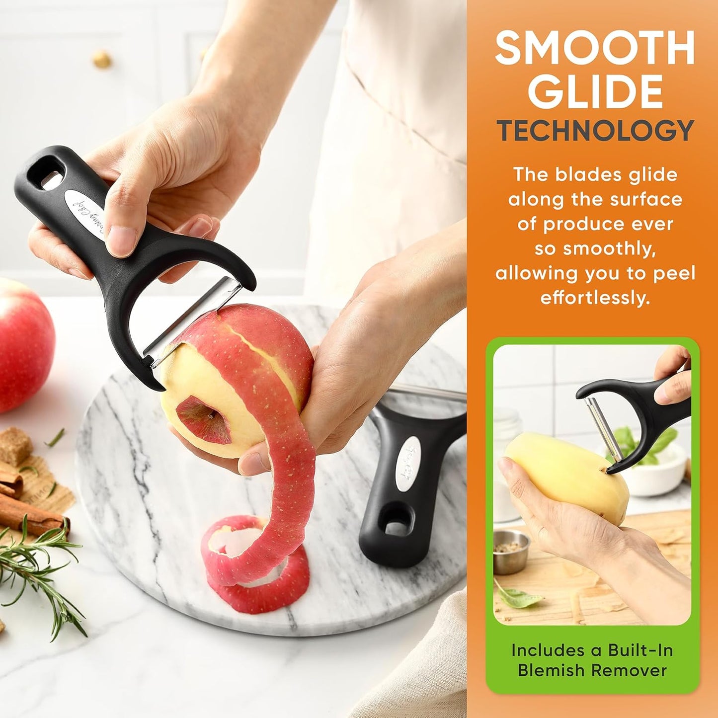Spring Chef Stainless Steel Vegetable Y Peeler Set of 2 - Black