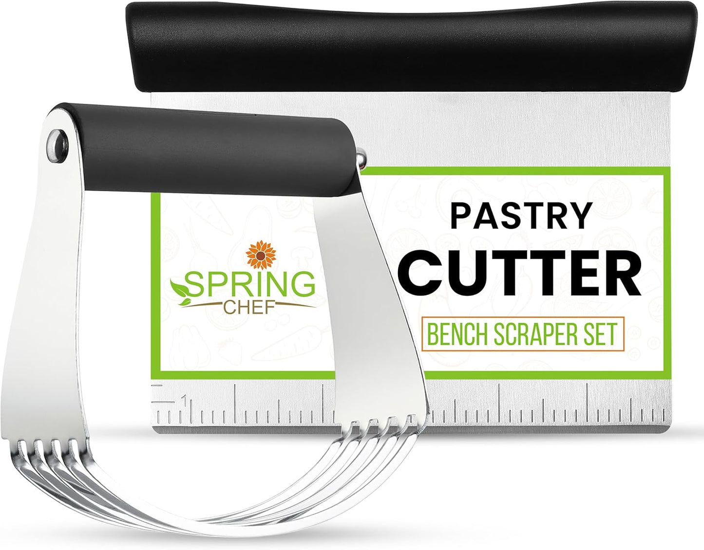 Spring Chef Stainless Steel Dough Blender and Bench Scraper Set
