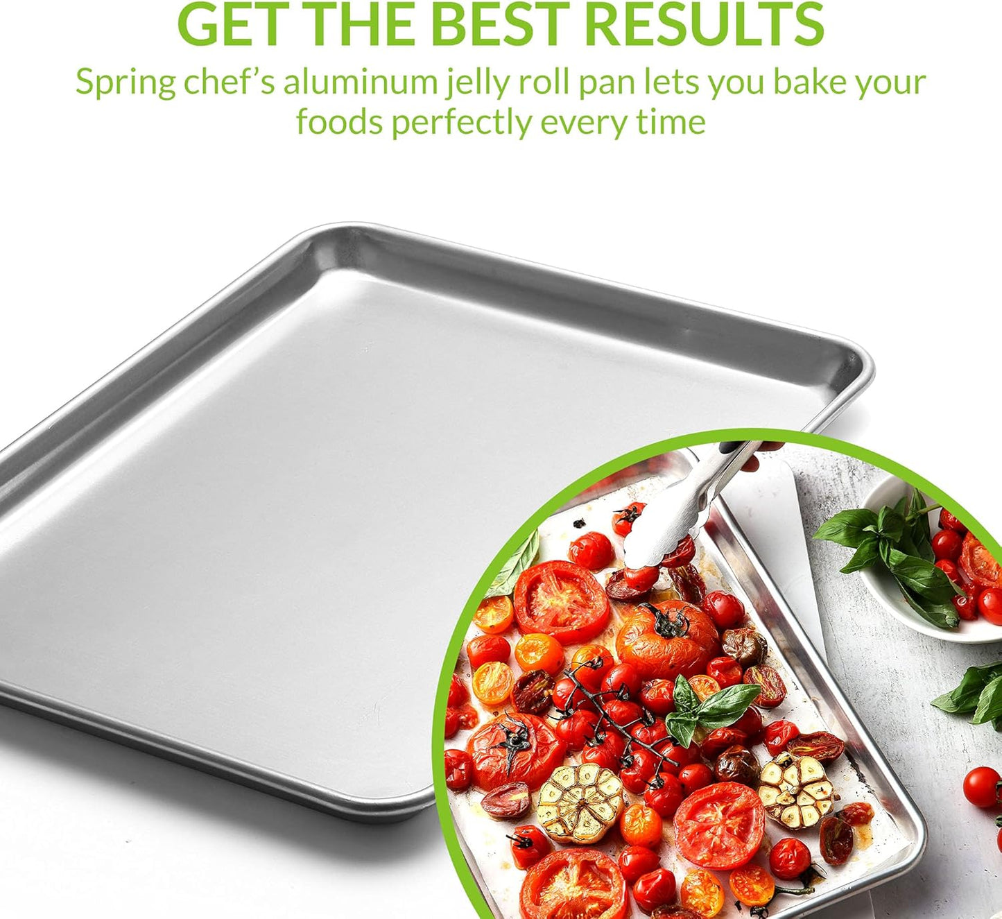 Spring Chef Aluminum Jelly Roll Pan, Baking Cookie Sheet For Oven, Heavy Duty, 11.2” x 15.7”