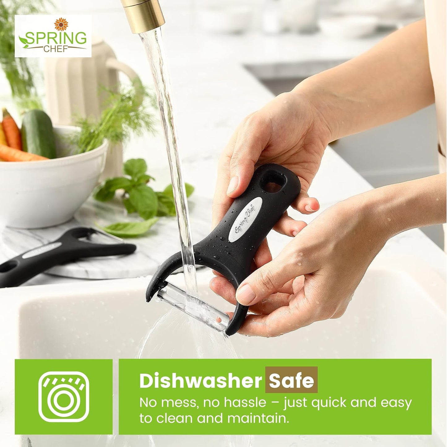 Spring Chef Vegetable Peelers for Kitchen - Stainless Steel Swivel, Y & Julienne Peelers
