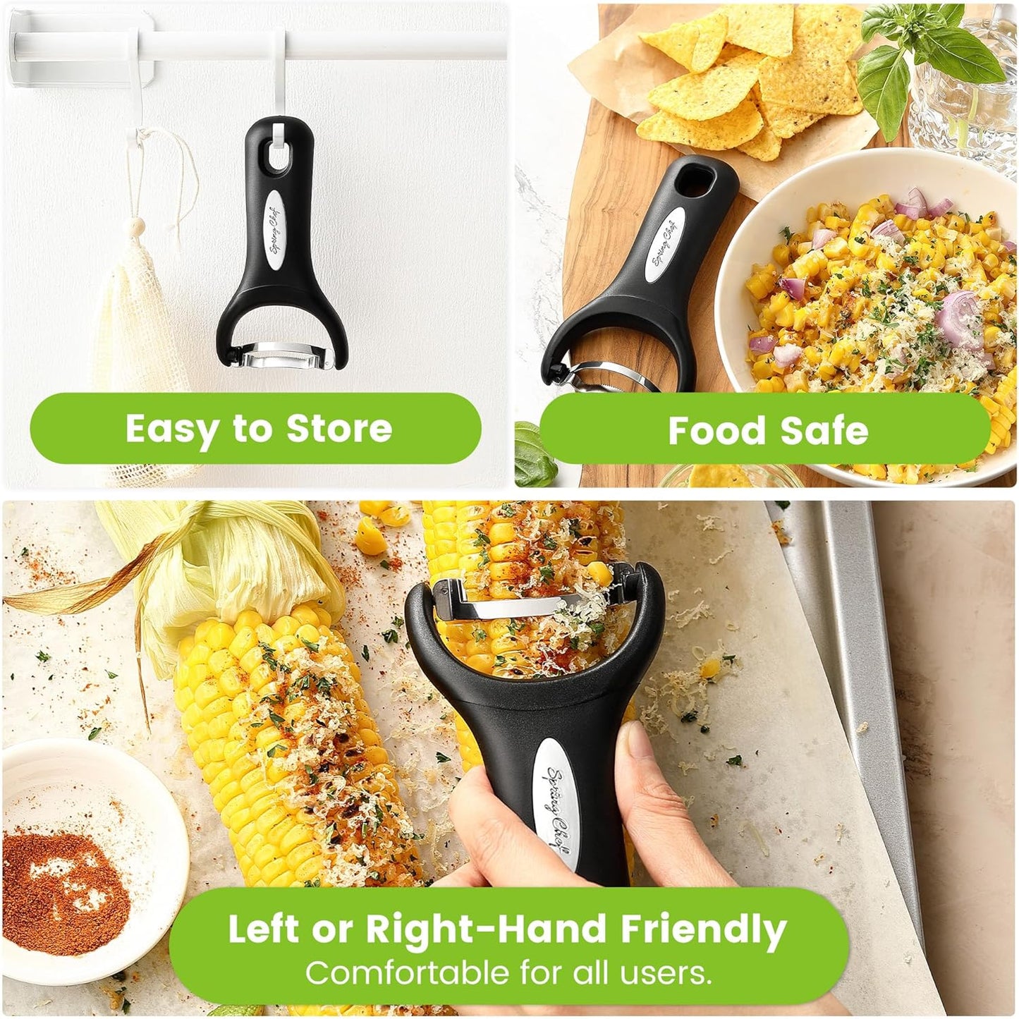Spring Chef Stainless Steel Corn Peeler – Corn on the Cob Stripper Tool