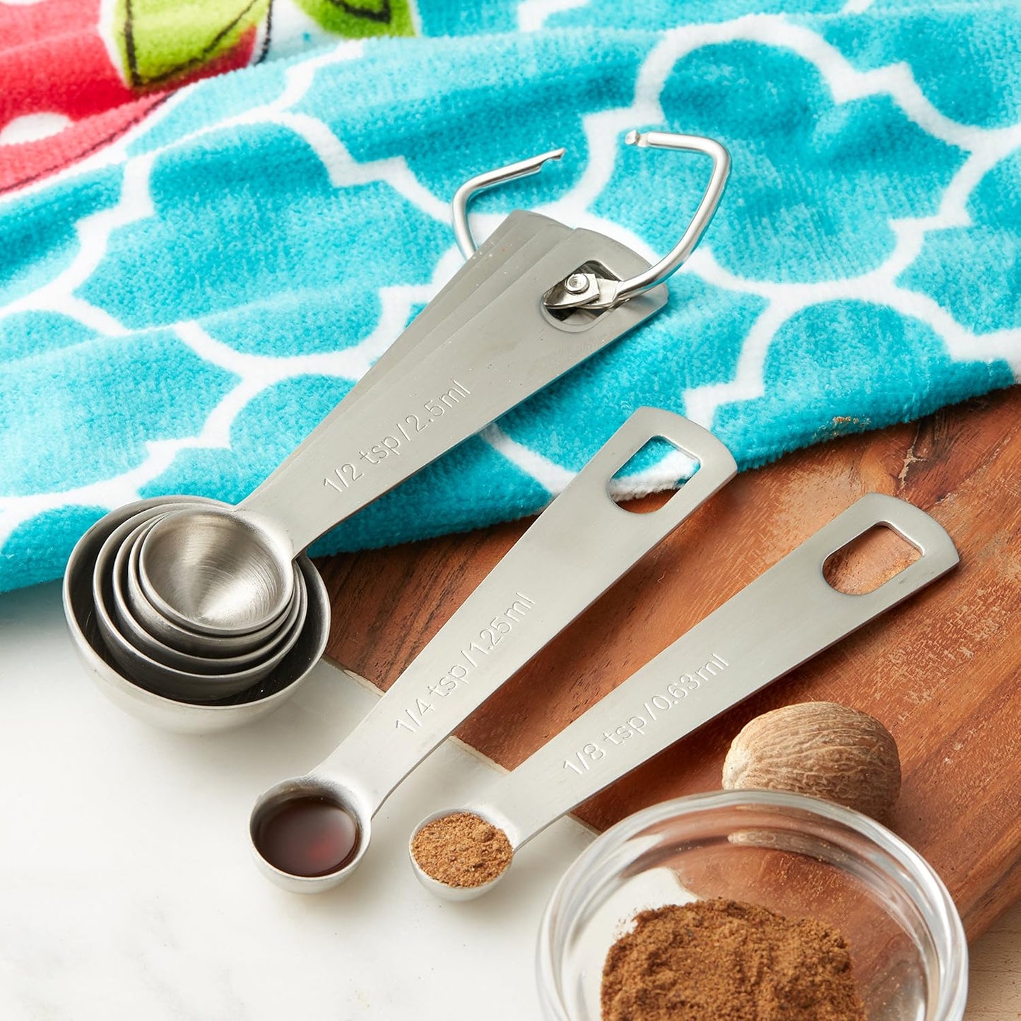 Spring Chef Measuring Spoons, Heavy Duty Round Stainless Steel Metal, for Dry or Liquid - Set of 7