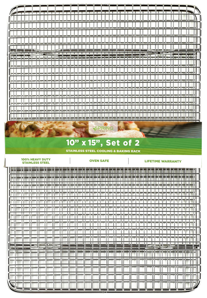 Oven Safe, Heavy Duty Stainless Steel Baking Rack & Cooling Rack, 10.25 x 15.25 inches Fits Jelly Roll Pan