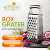 Professional Box Grater, 100% Stainless Steel with 4 Sides, Best for Parmesan Cheese, Vegetables, Ginger
