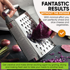 Professional Box Grater, 100% Stainless Steel with 4 Sides, Best for Parmesan Cheese, Vegetables, Ginger
