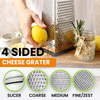 Professional Box Grater, 100% Stainless Steel with 4 Sides, Best for Parmesan Cheese, Vegetables, Ginger
