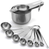 Spring Chef Measuring Cups and Spoons Set Stainless Steel - 15 piece Set of Baking Spoons and Cups with Leveler