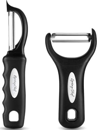 Spring Chef Swivel Vegetable Peeler & Y Potato Peeler Stainless Steel Blades - Black