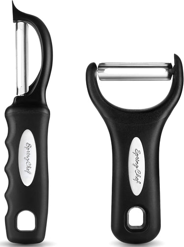 Spring Chef Swivel Vegetable Peeler & Y Potato Peeler Stainless Steel Blades - Black