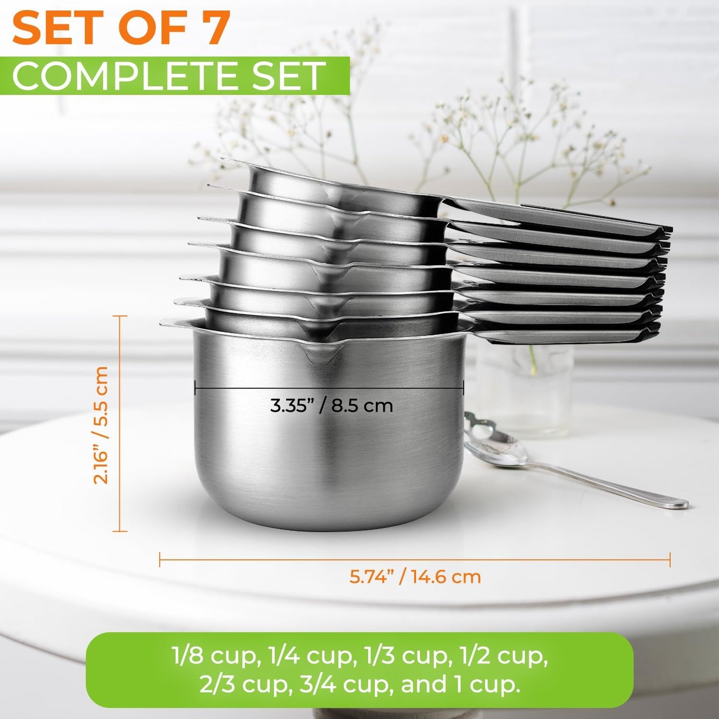 Spring Chef Magnetic Stainless Steel Measuring Cups Set of 7