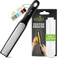 Zester/Grater for Cheese, Lemon, Lime, Oranges, Citrus, Garlic, Ginger, Nutmeg, Chocolate; Handheld Kitchen Tool with Sharp 304 Stainless Steel and Blade Cover - Fine Shred
