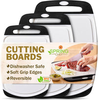 Professional Cutting Boards for Kitchen with Soft Grip, Deep Juice Grooves, Non-Porous Chopping Board, Dishwasher Safe, BPA Free, Set of 3