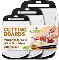 Professional Cutting Boards for Kitchen with Soft Grip, Deep Juice Grooves, Non-Porous Chopping Board, Dishwasher Safe, BPA Free, Set of 3