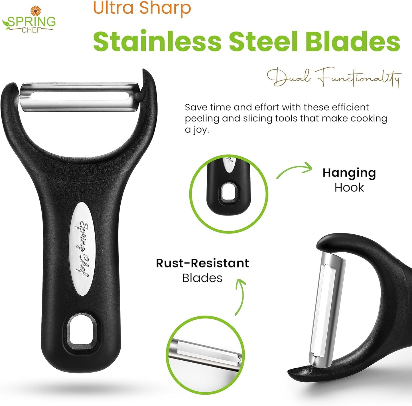 Spring Chef Stainless Steel Y Shaped Vegetable Peeler for Kitchen