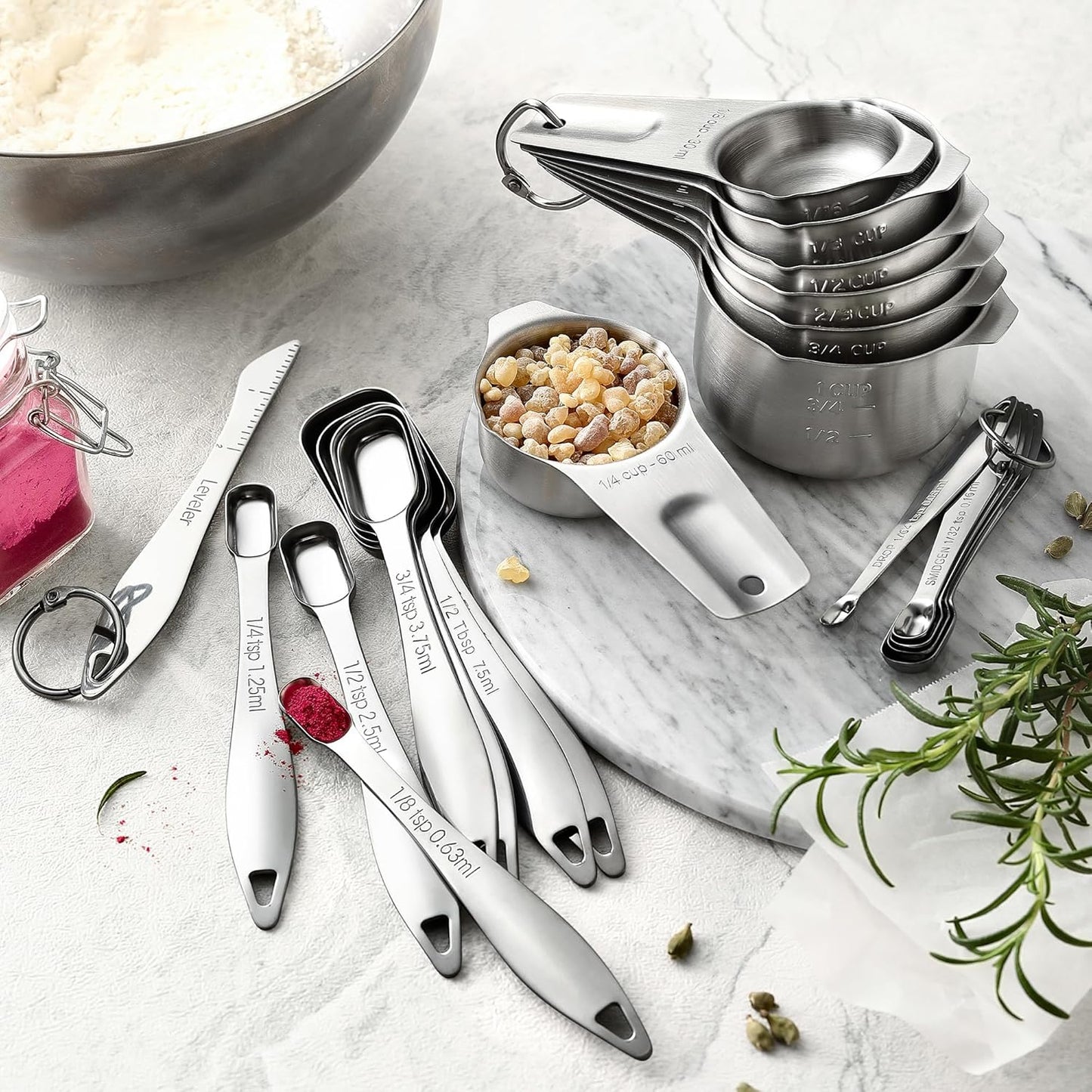 Spring Chef Stainless Steel Measuring Cups & Spoons Set of 20 with Leveler