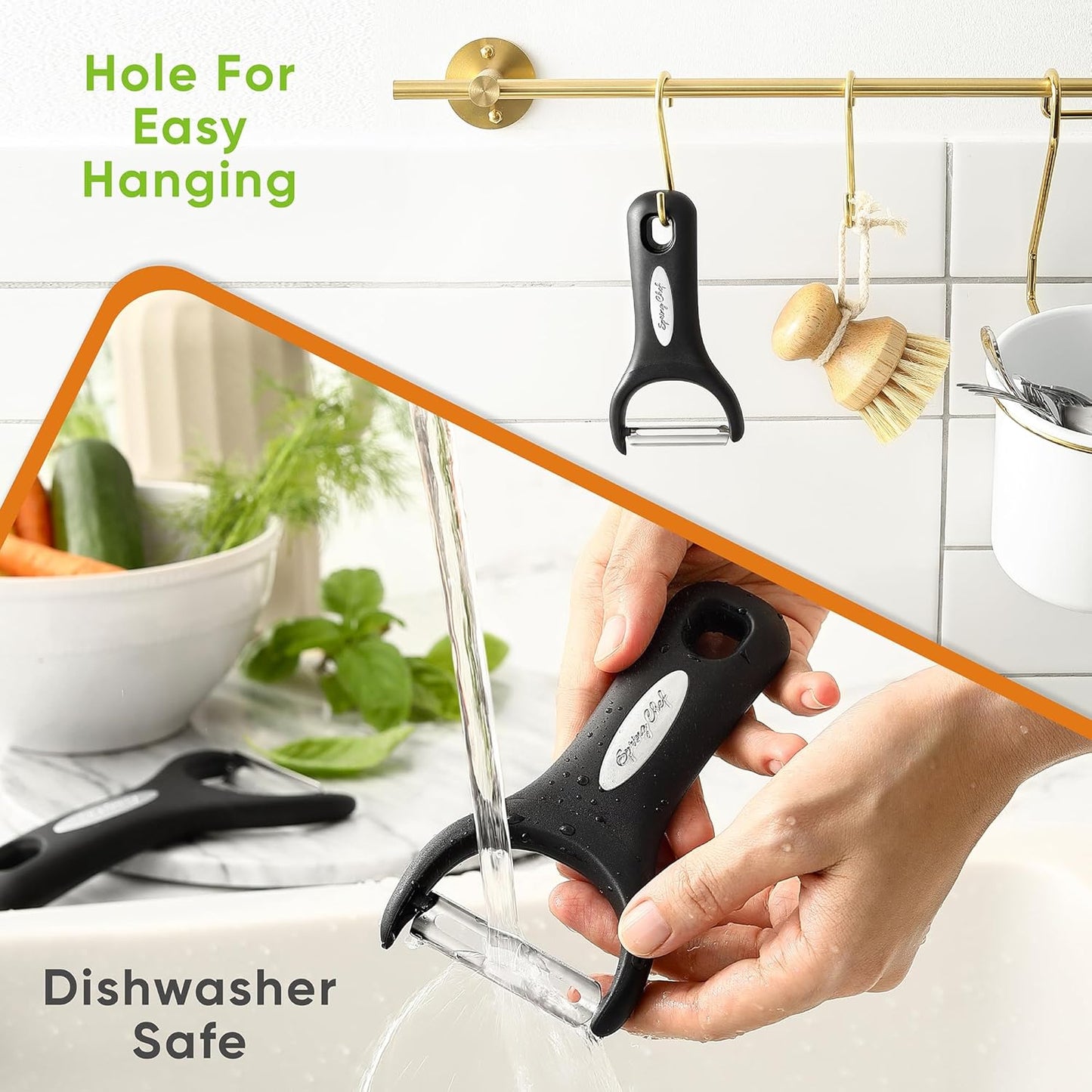 Spring Chef Stainless Steel Vegetable Y Peeler Set of 2 - Black