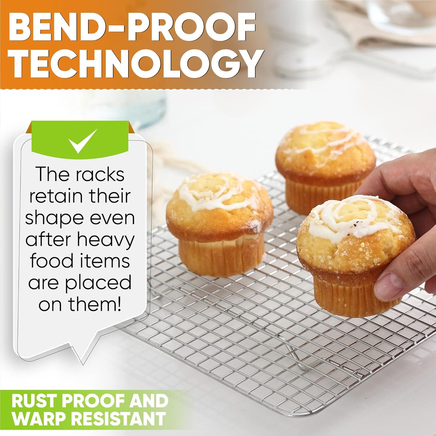 Spring Chef Cooling Rack - Baking Rack - Heavy Duty, 100% Stainless Steel, Oven Safe, 8.5" x 12" Fits Small Quarter Sheet Pan
