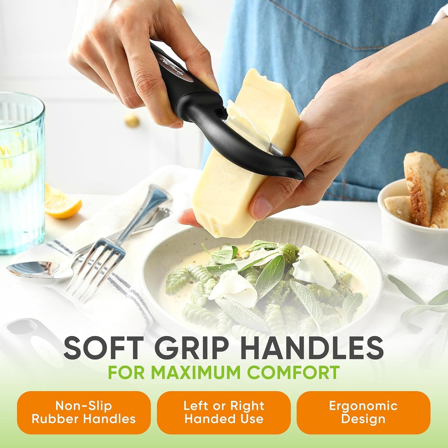 Spring Chef Swivel Vegetable Peeler & Y Potato Peeler Stainless Steel Blades - Black