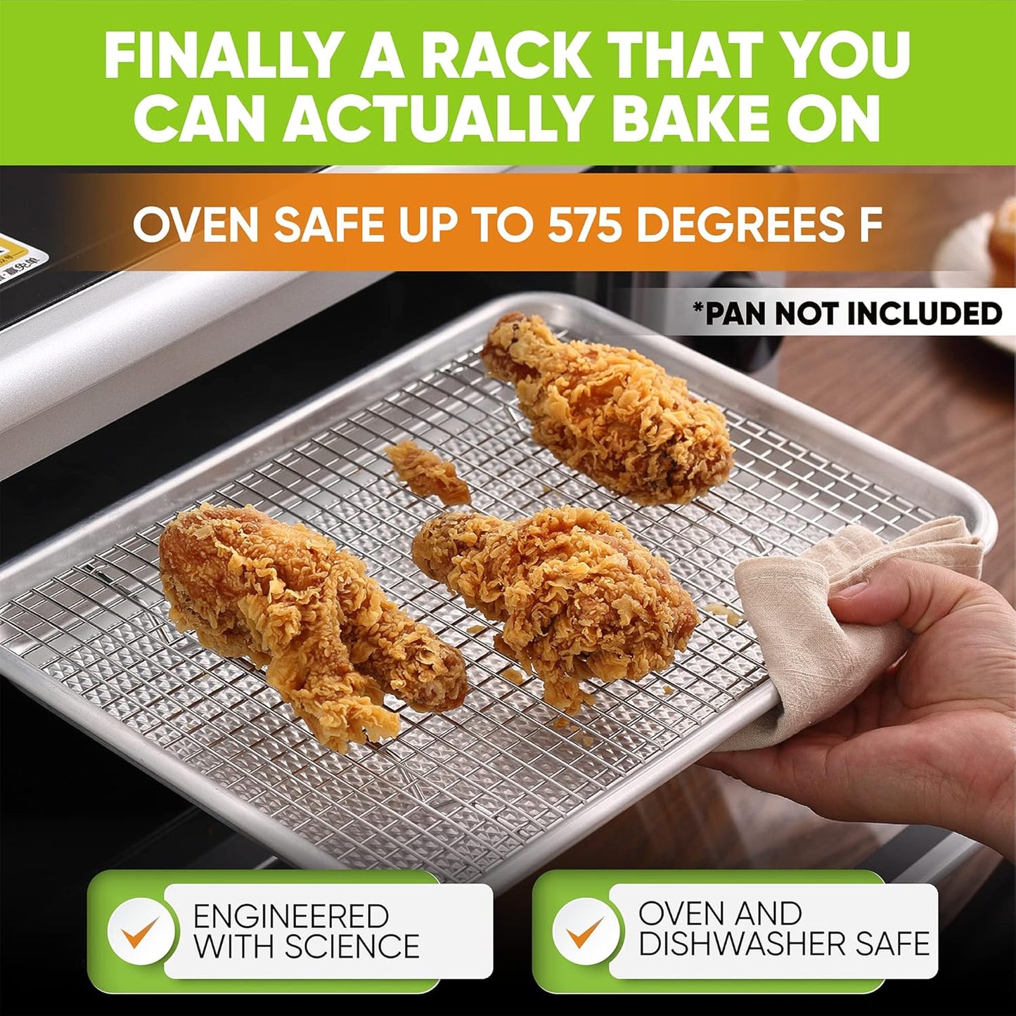 Spring Chef Cooling Rack - Baking Rack - Heavy Duty, 100% Stainless Steel, Oven Safe, 8.5" x 12" Fits Small Quarter Sheet Pan