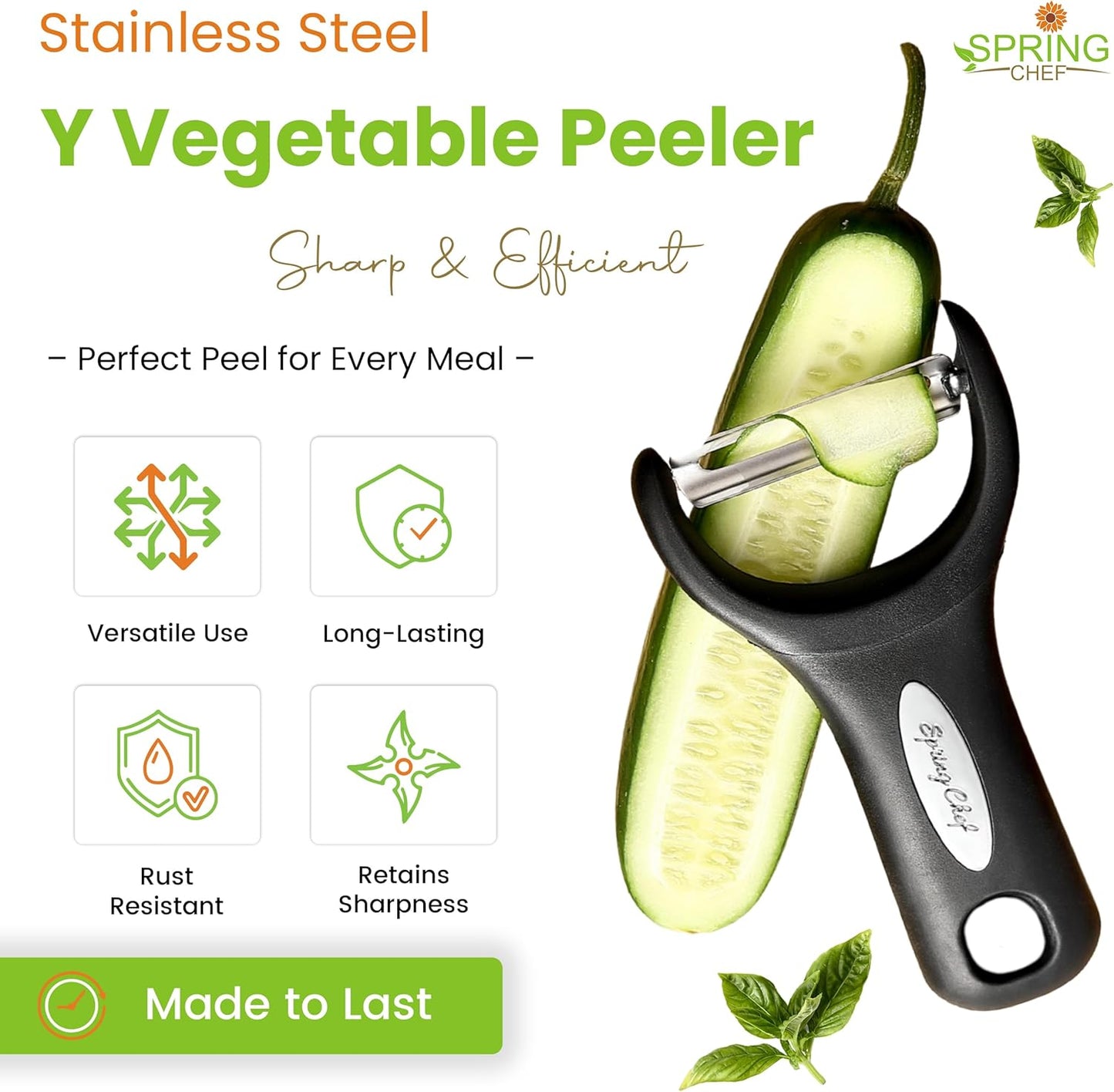 Spring Chef Stainless Steel Y Shaped Vegetable Peeler for Kitchen