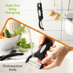 Spring Chef Swivel Vegetable Peeler & Y Potato Peeler Stainless Steel Blades - Black