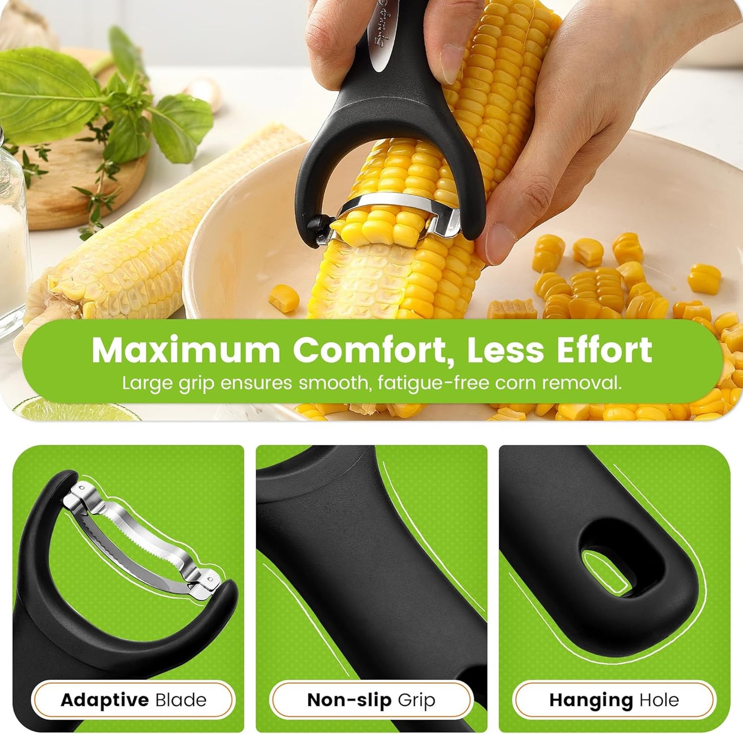 Spring Chef Stainless Steel Corn Peeler – Corn on the Cob Stripper Tool