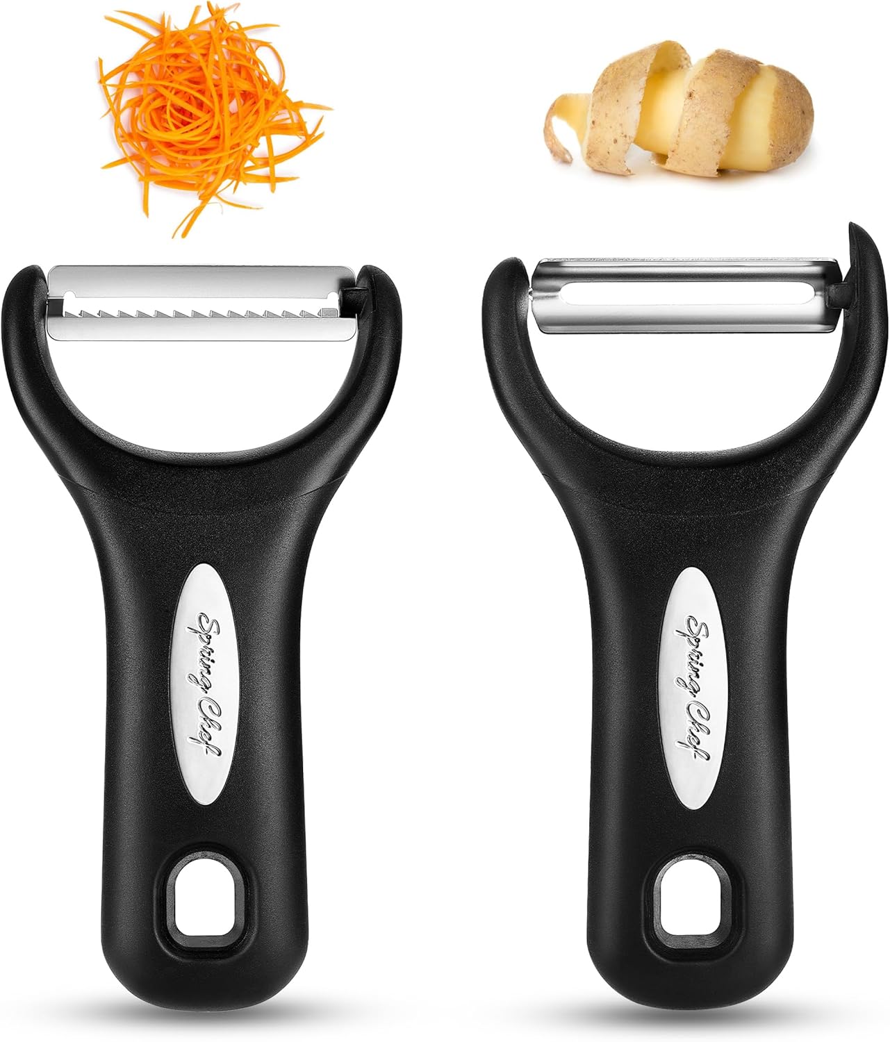 Spring Chef Premium Y & Vegetable Julienne Peeler Set for Kitchen with Stainless Steel Sharp Blades