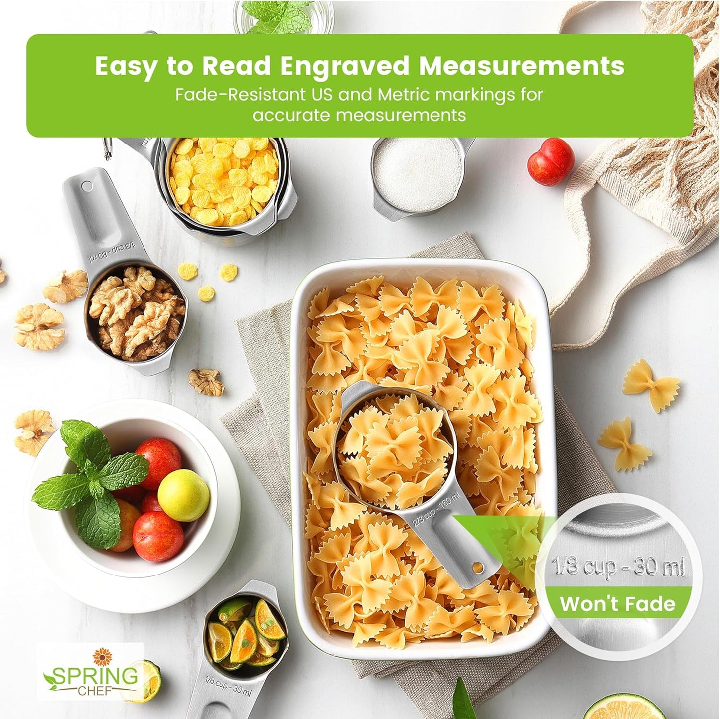 Spring Chef Stainless Steel Measuring Cups and Spoons Set of 14 with Leveler