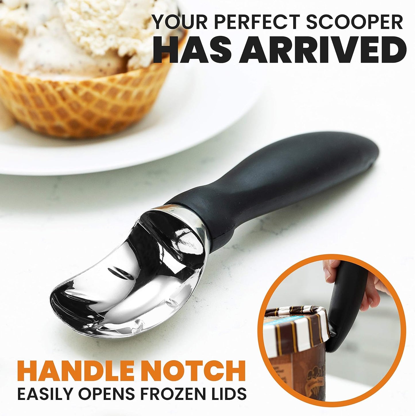Spring Chef Ice Cream Scoop with Soft Grip Handle