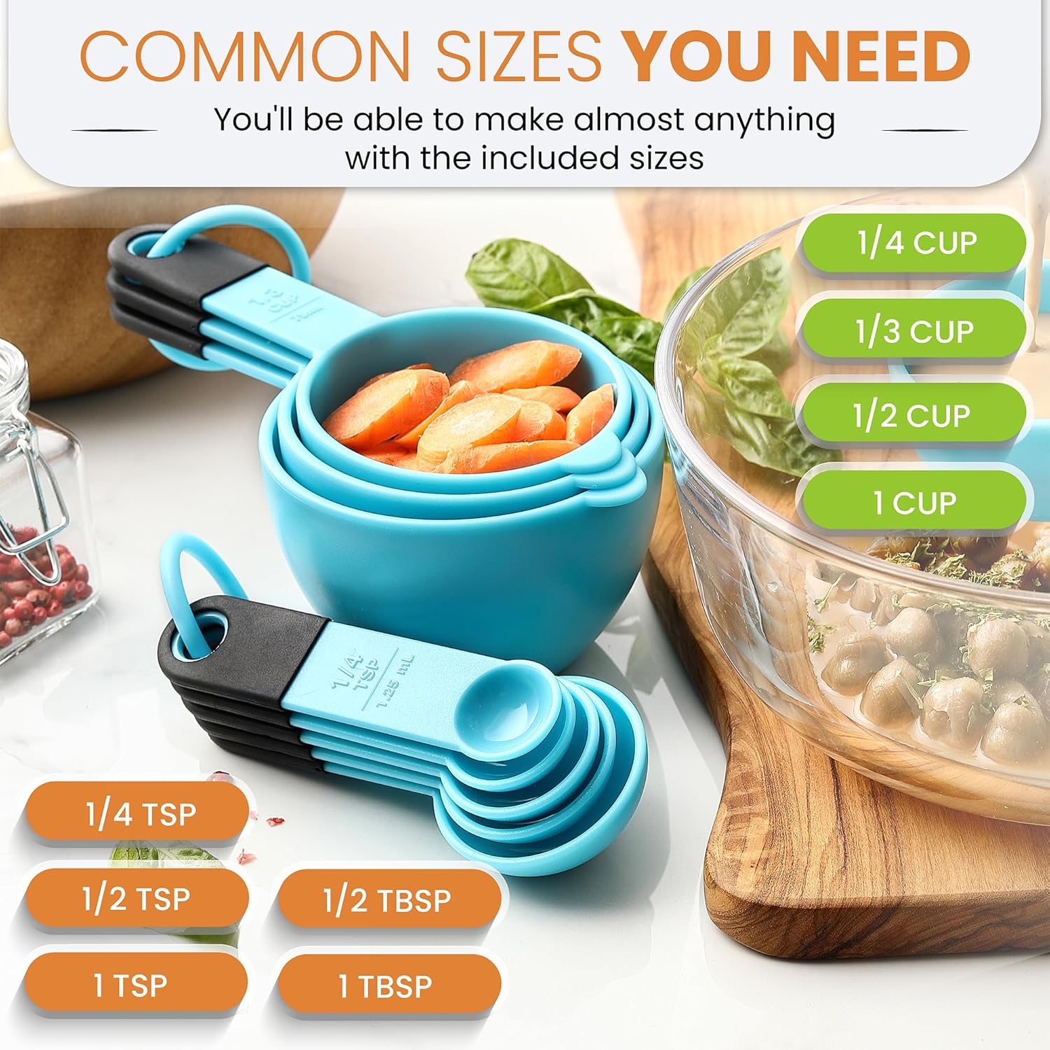 Spring Chef Plastic Measuring Cups and Spoons, Set of 9
