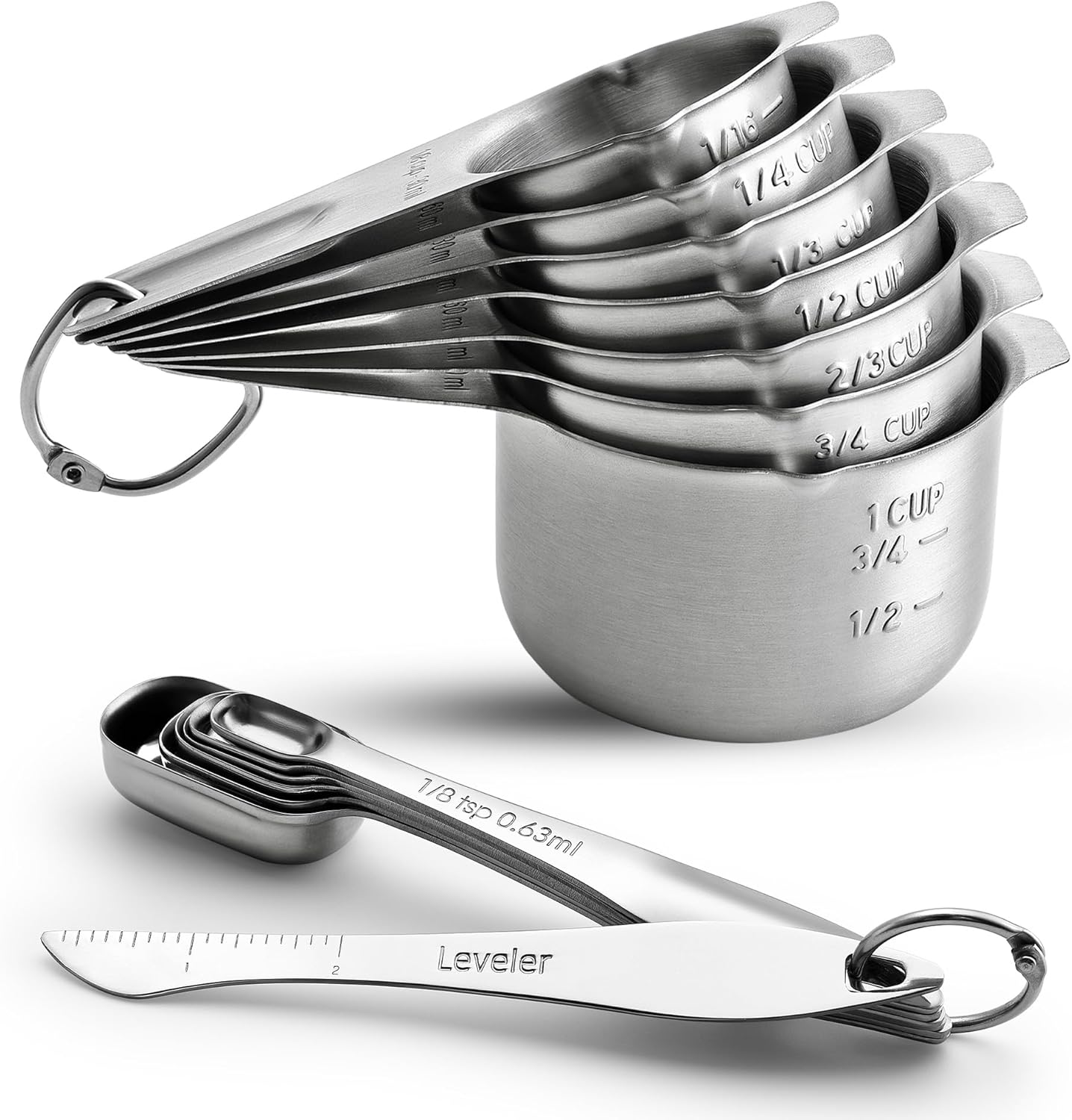 Spring Chef Stainless Steel Measuring Cups and Spoons Set of 14 with Leveler