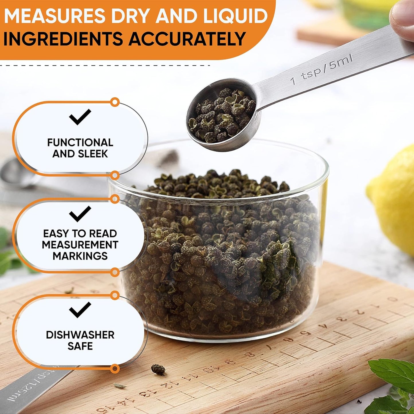 Spring Chef Measuring Cups and Spoons Set Stainless Steel - 15 piece Set of Baking Spoons and Cups with Leveler