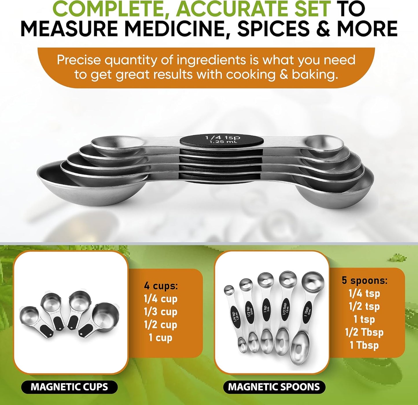 Spring Chef Magnetic Measuring Cups & Spoons Round Set of 9