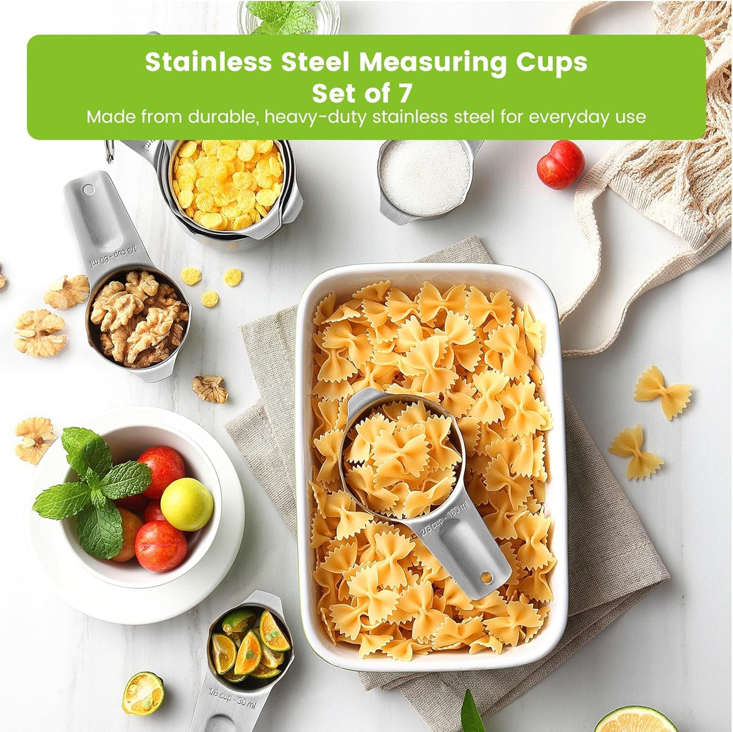 Spring Chef Stainless Steel Measuring Cups, Set of 7