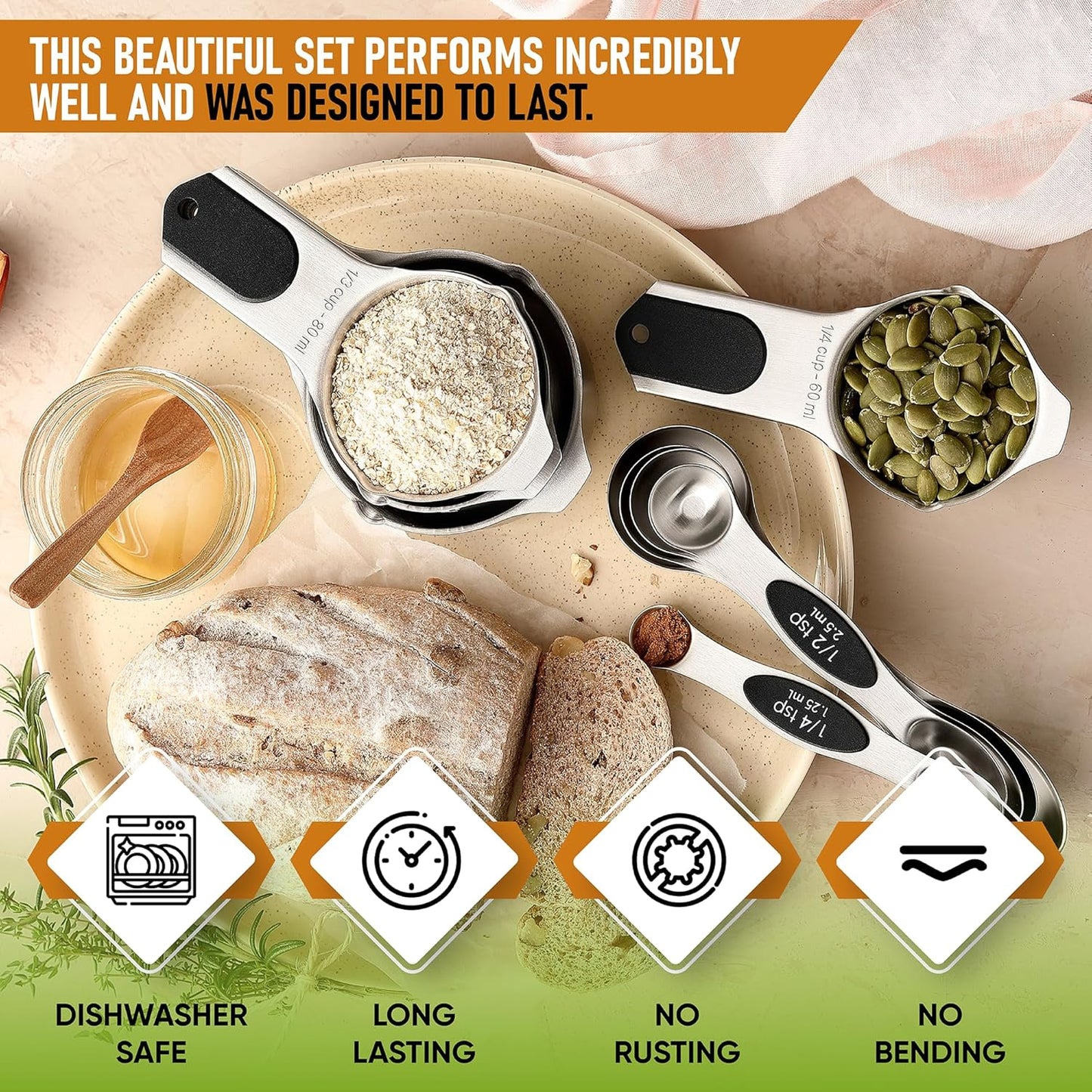 Spring Chef Magnetic Measuring Cups & Spoons Round Set of 9