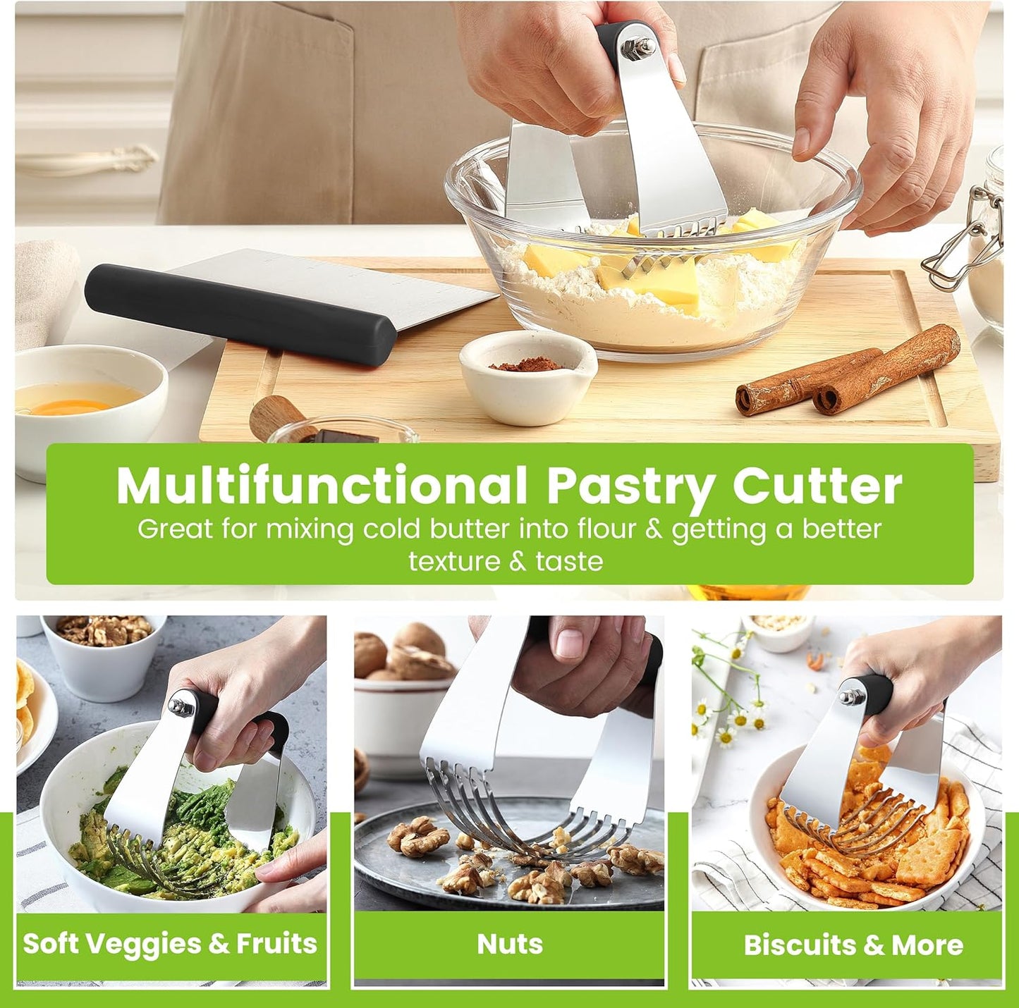 Spring Chef Stainless Steel Dough Blender and Bench Scraper Set
