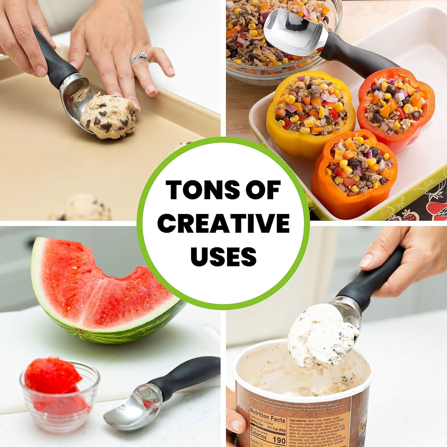 Spring Chef Ice Cream Scoop - Heavy Duty & Stainless Steel with Soft Grip Handle