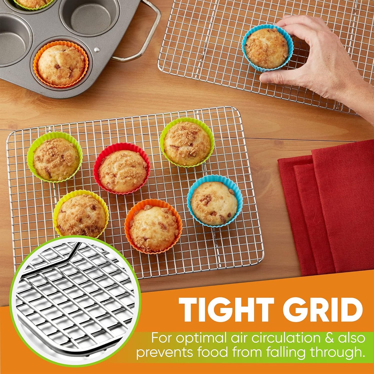 Spring Chef Cooling Rack - Baking Rack - Heavy Duty, 100% Stainless Steel, Oven Safe, 8.5" x 12" Fits Small Quarter Sheet Pan