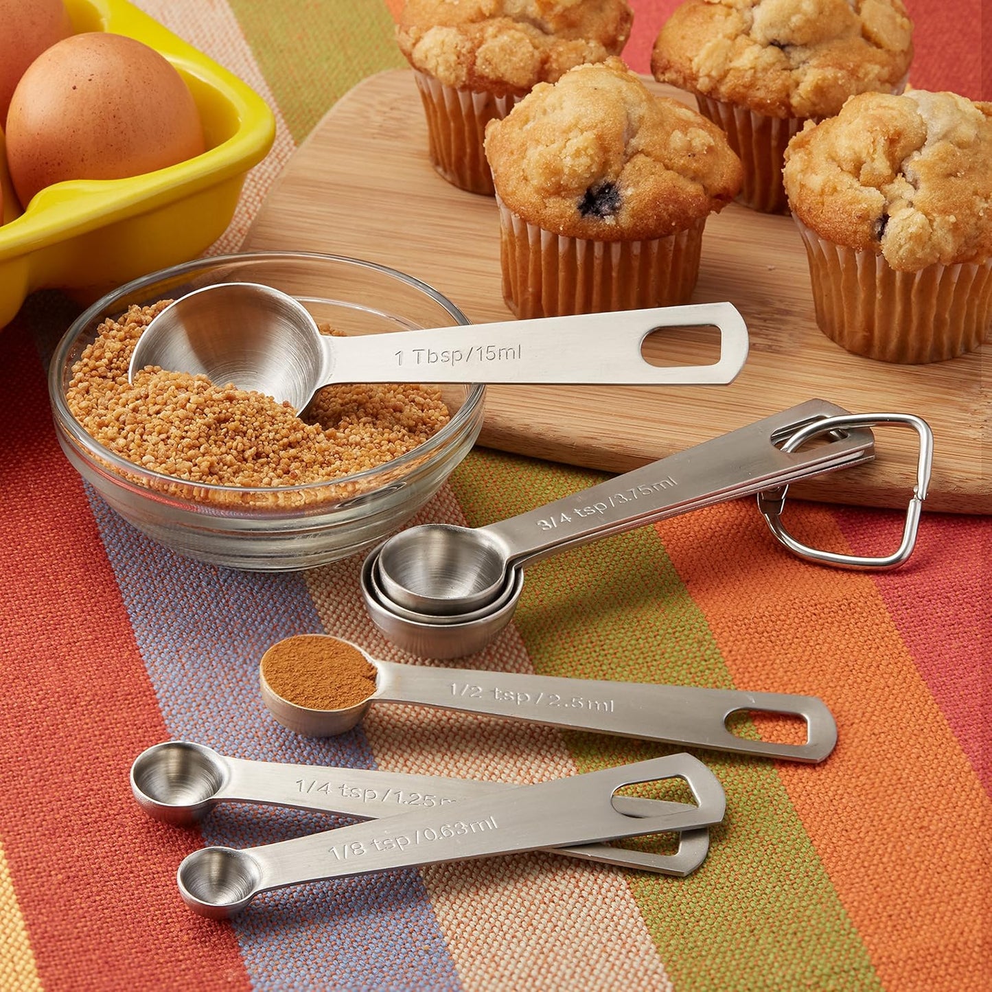 Spring Chef Measuring Spoons, Heavy Duty Round Stainless Steel Metal, for Dry or Liquid - Set of 7