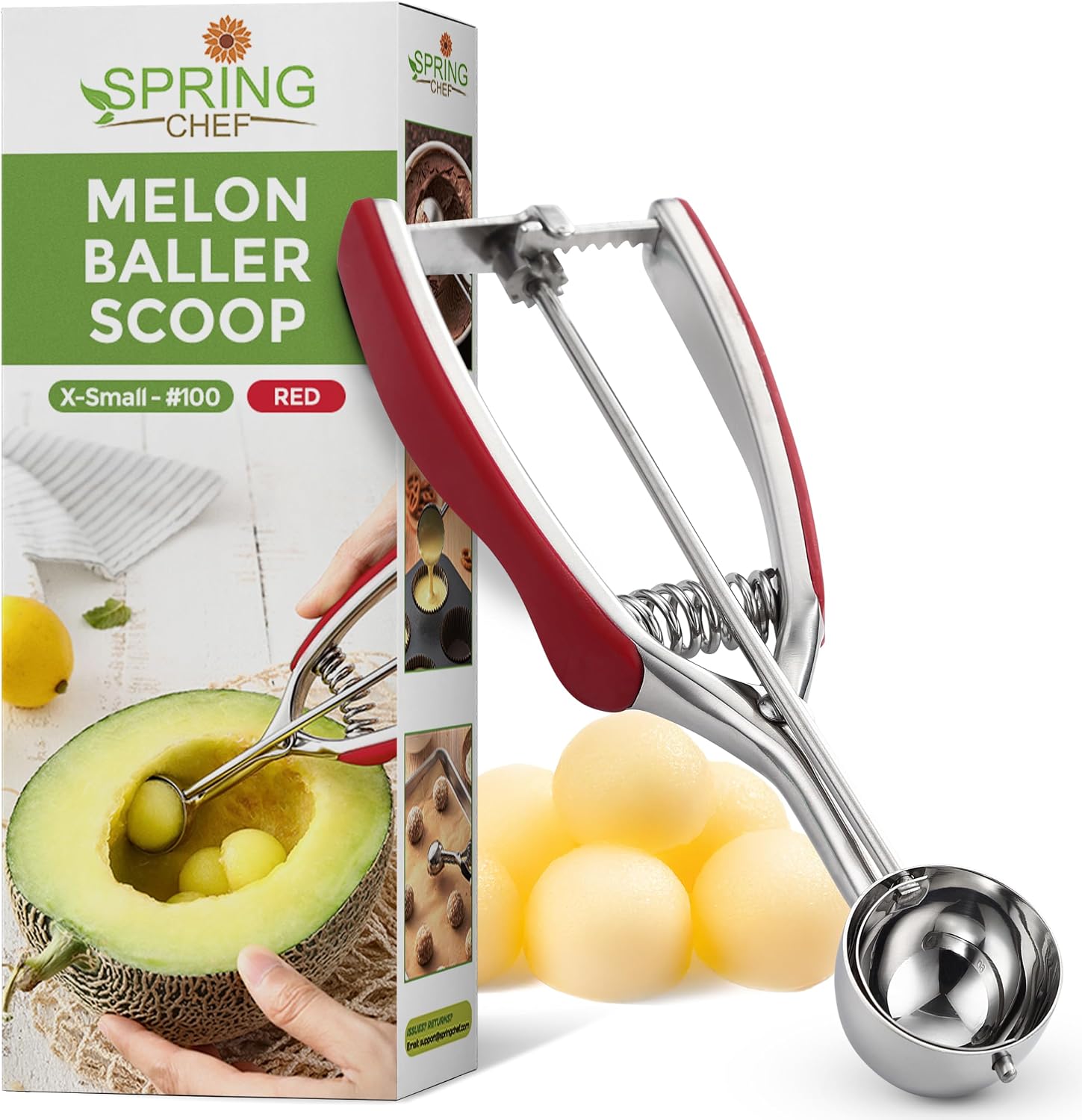 Spring Chef Cookie Scoop, Premium 18/8 Stainless Steel Disher with Sof