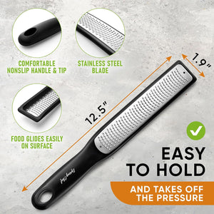 Zester & Grater for Cheese, Lemon, Lime, Orange, Citrus, Garlic, Ginger, Chocolate; Handheld Kitchen Tool with 304 Stainless Steel & Blade Cover - Fine & Coarse Shred, Set of 2