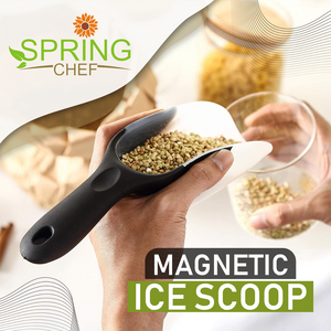 Spring Chef Magnetic Ice Scoop with Soft Grip Handle for Ice, Flour, Rice, Popcorn, Pet Food