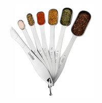 Heavy Duty Stainless Steel Metal Measuring Spoons (Set of 7 Including Leveler)