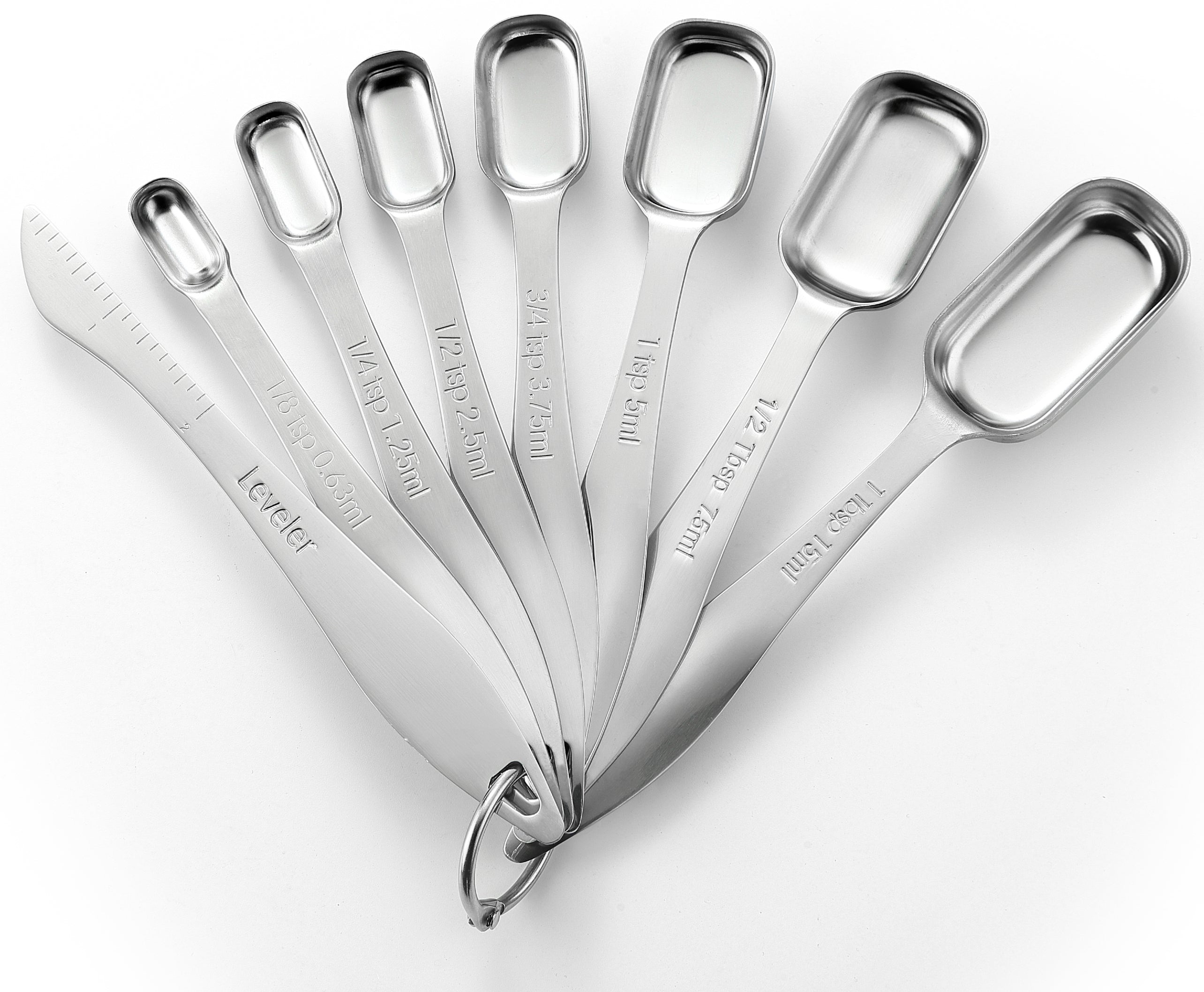 Measuring Spoons Set, Set of 7 TSP Measuring Spoon Stainless Steel  Teaspoons Tablespoons Measure Spoon Set with Metric and US Measurements for  Dry and