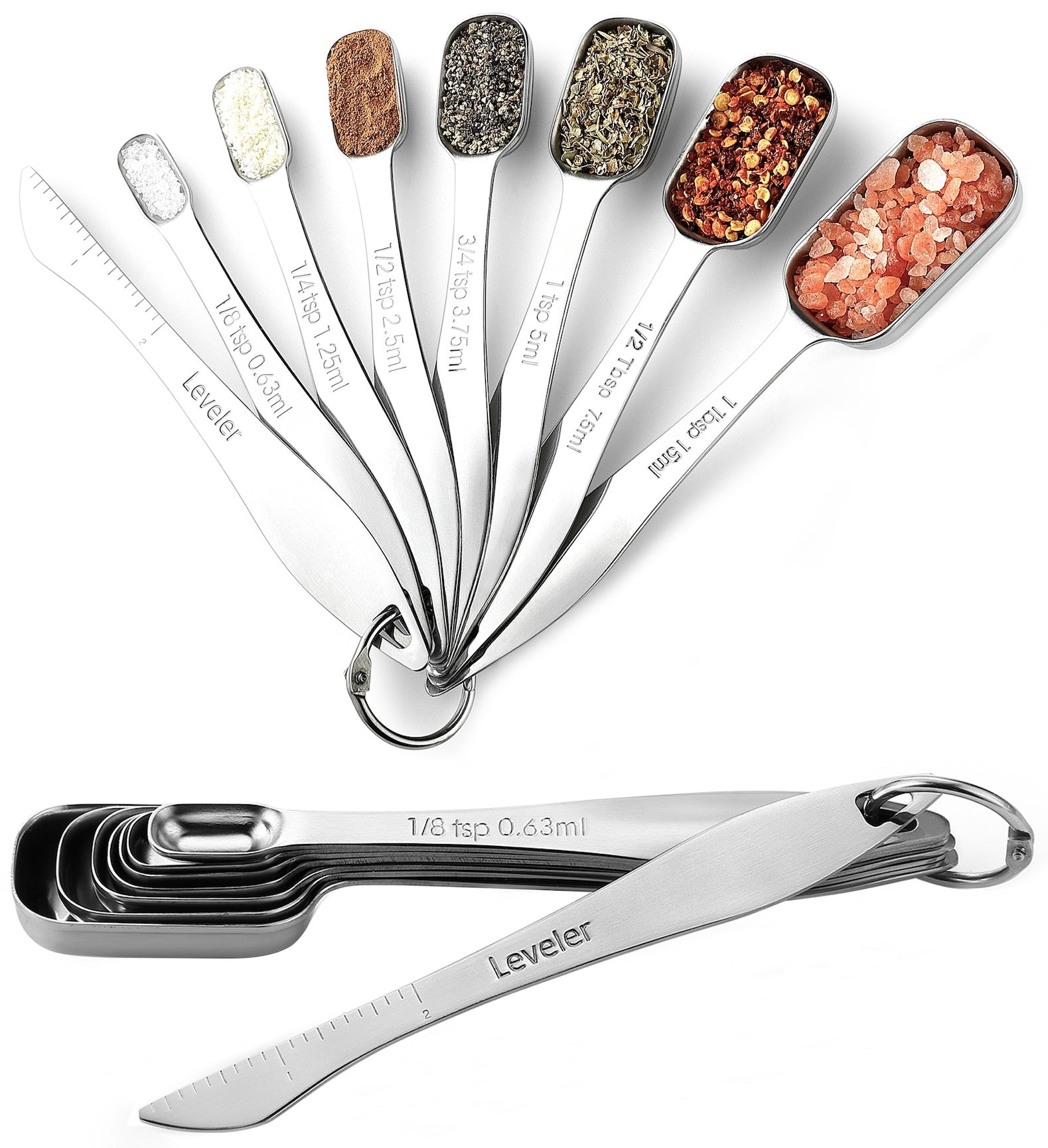 Stainless Steel Measuring Spoons Set for Dry or Liquid - Fits in