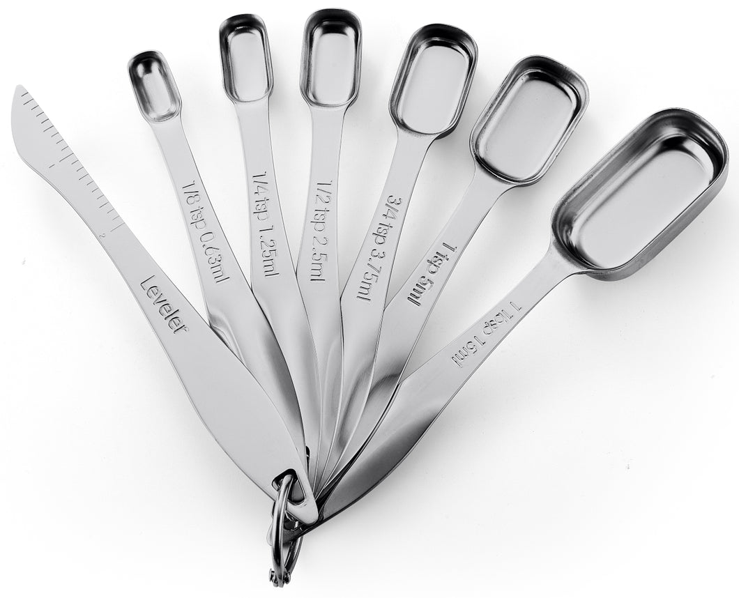 Measuring Spoons, Premium Heavy Duty 7 Pcs Stainless Steel Measuring Spoons  Cups Set Small Tablespoon With Metric And Us Measurements For Gift Measuri