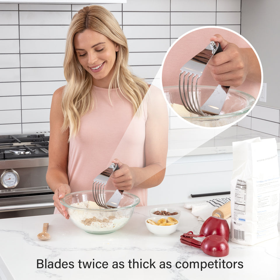  Spring Chef Dough Blender, Top Professional Pastry Cutter,  Heavy Duty Baking Tool with Stainless Steel Blades, Medium Size, Pink  Lemonade: Home & Kitchen