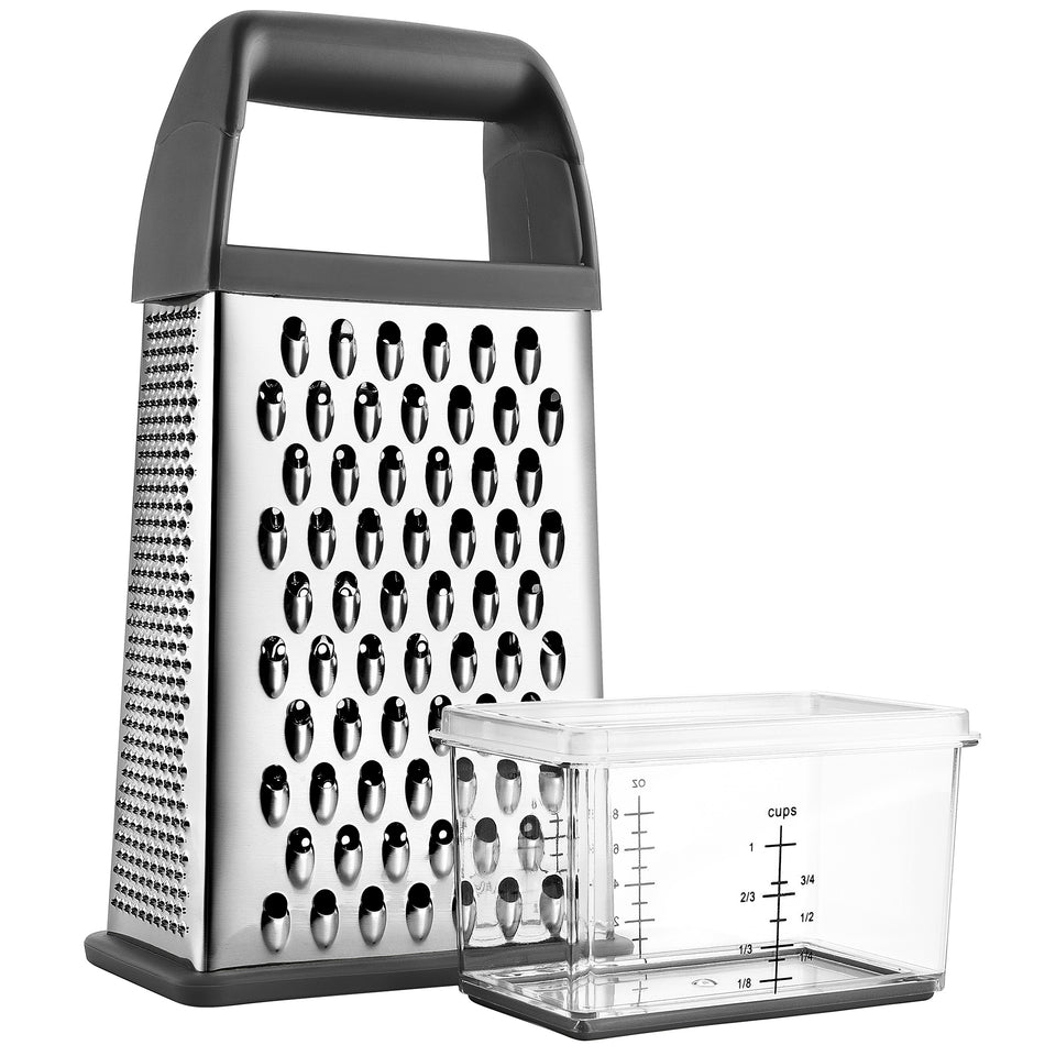 Spring Chef Professional Cheese Grater With Storage Container, Stainless  Steel & Soft Grip Handle, 4 Sided Handheld Kitchen Food Shredder Best Box
