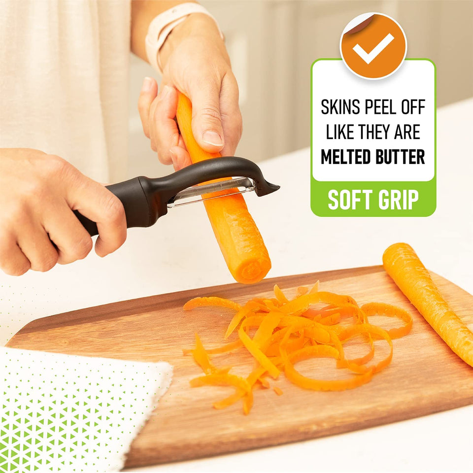 Stainless Steel Vegetable & Fruit Peeling Set, Comfortable Non-Slip Handle  Grip Y & I Shaped Peeler For Potato, Carrot, Apple, Veggie & Cucumber